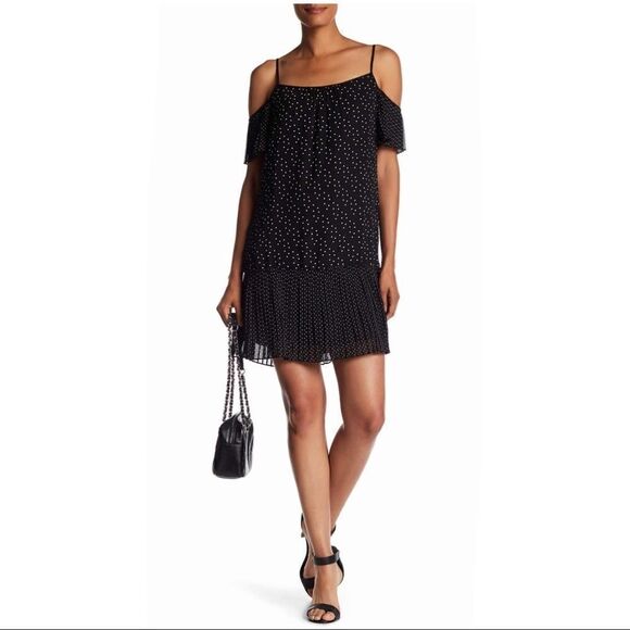 Max Studio Cold Shoulder Polka Dot Dress, Size S - Picture 1 of 5